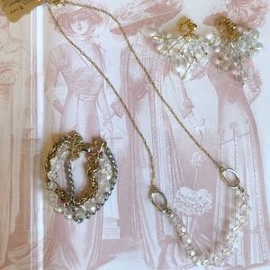 Vintage Jewelry Set, 3 Piece, Schlick crystal bead